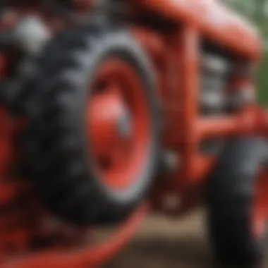 An intricate close-up of heritage tractor machinery