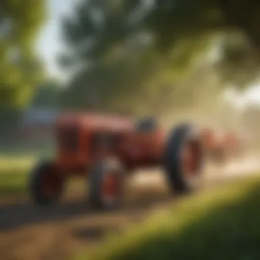 A lush Springfield farm landscape with heritage tractors in action