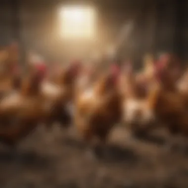 Diverse Breeds of Laying Chickens Diverse breeds of laying chickens in a farm setting