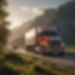 A truck parked in a scenic landscape highlighting job opportunities in transportation.