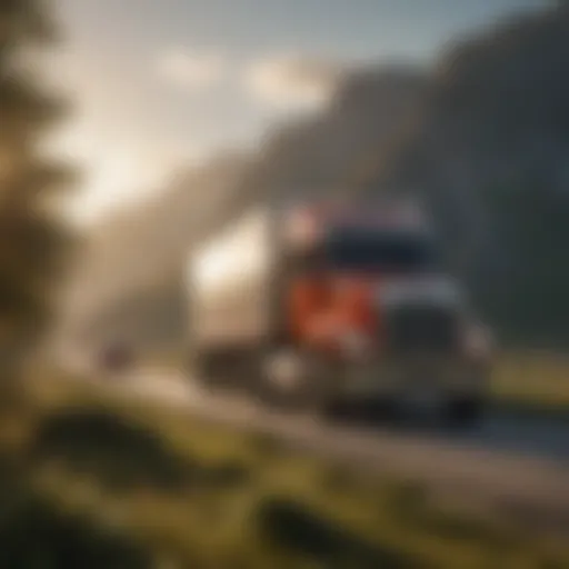 A truck parked in a scenic landscape highlighting job opportunities in transportation.