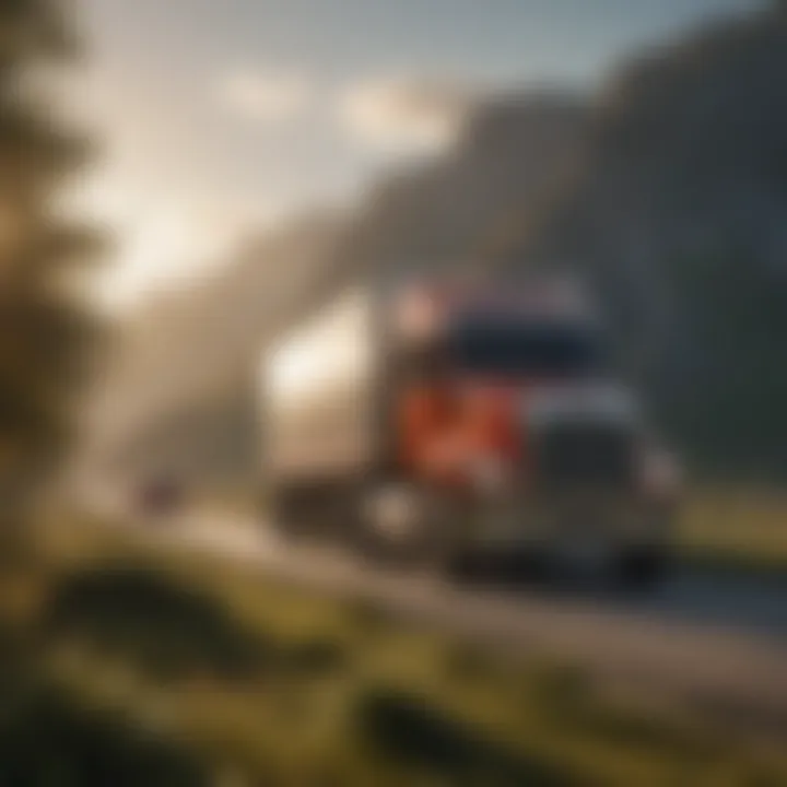 A truck parked in a scenic landscape highlighting job opportunities in transportation.