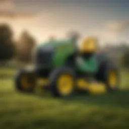 Detailed view of the John Deere commercial push mower showcasing its robust design and features.