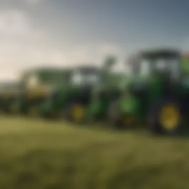 Comparison of different types of John Deere lawn tractor trailers side by side.