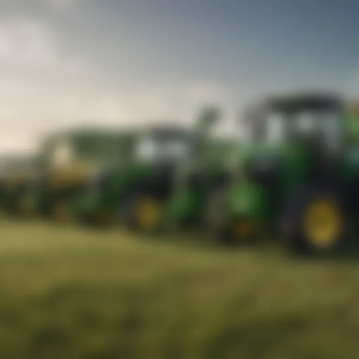 Comparison of different types of John Deere lawn tractor trailers side by side.