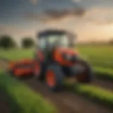 A state-of-the-art Kubota tractor working in a vibrant green field