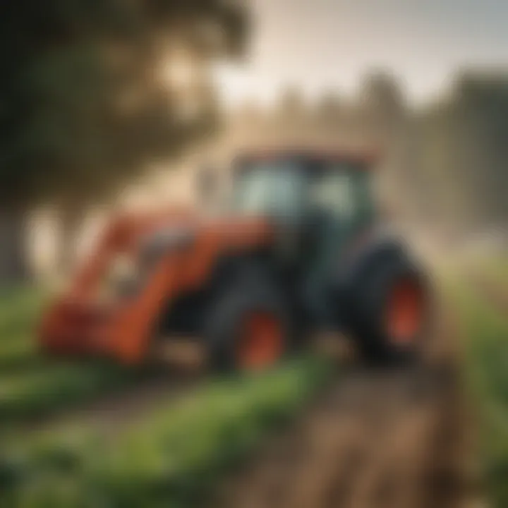 Farmers utilizing Kubota tractors for sustainable practices