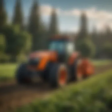 Kubota tractor operating in a lush green field of Hillsboro