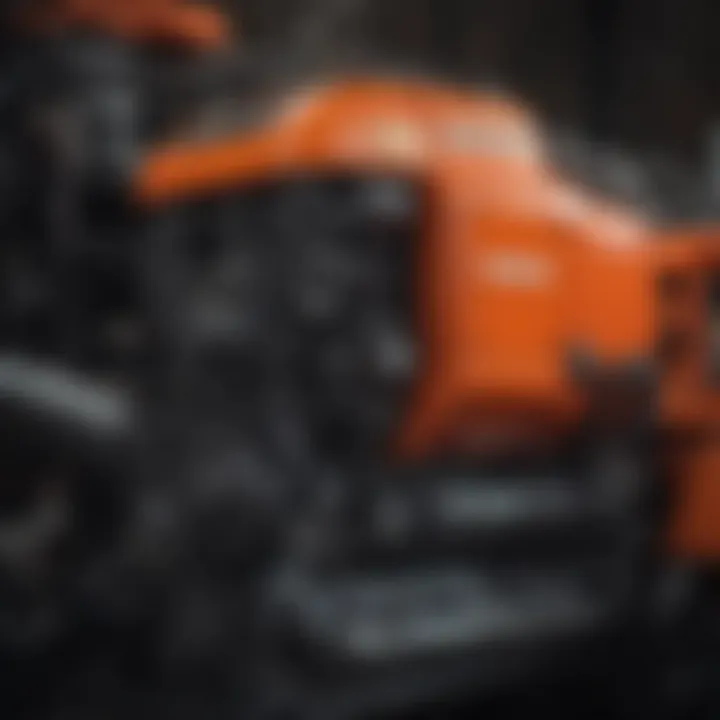 Close-up of Kubota tractor engine specifications
