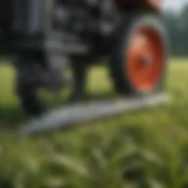 A close-up of advanced cutting blades on a professional grass management machine