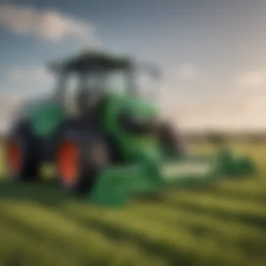 A multifunctional grass management machine in action on a farm