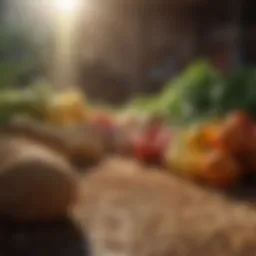 Fresh produce and grains representing sustainable agriculture