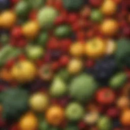 Colorful array of fresh fruits and vegetables