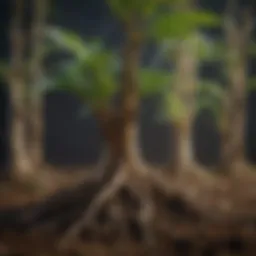 A close-up view of rooted plant cuttings demonstrating the rapid rooter technique