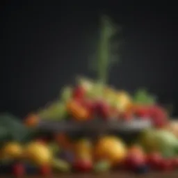 Colorful array of fruits and vegetables representing balanced diet