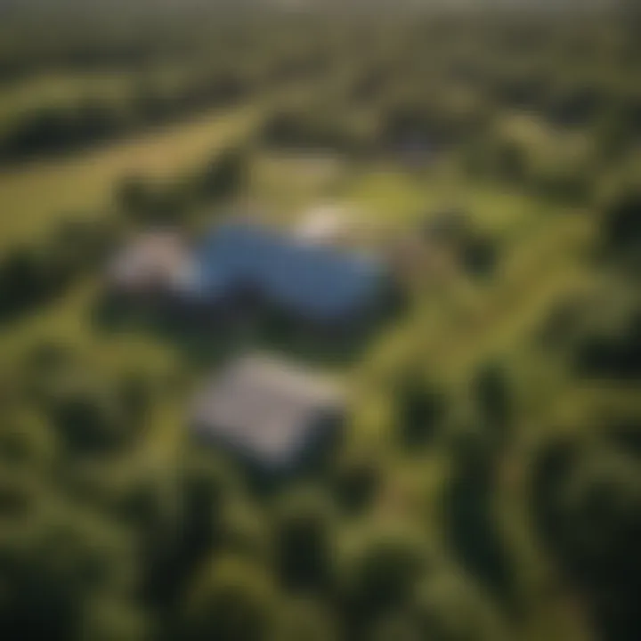 An aerial view of a lush green farm in Arkansas