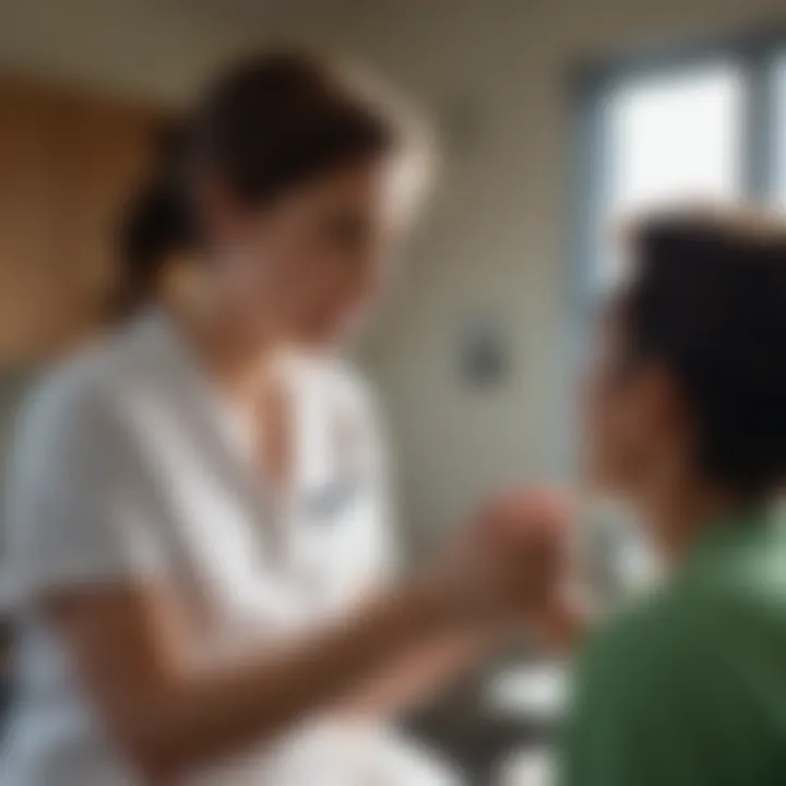 Nurse interacting with patients in a local clinic