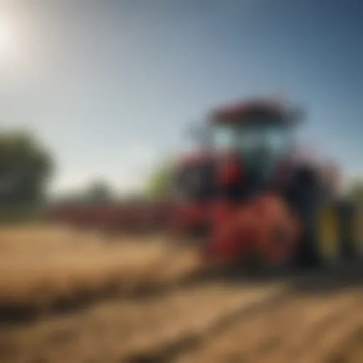 A rotary hay rake in action on a sunny day