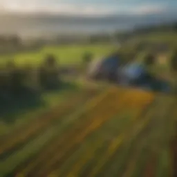 A picturesque view of a small farm in Washington State with vibrant crops