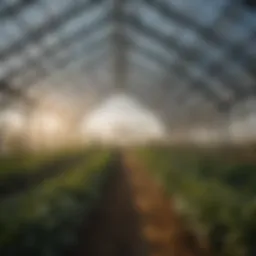Innovative solar panels integrated into a modern greenhouse facility
