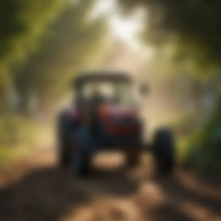 Farmer using an electric tractor