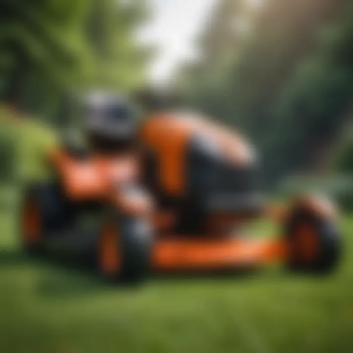 Close-up view of Ariens Precision Riding Lawn Mower's advanced engineering features