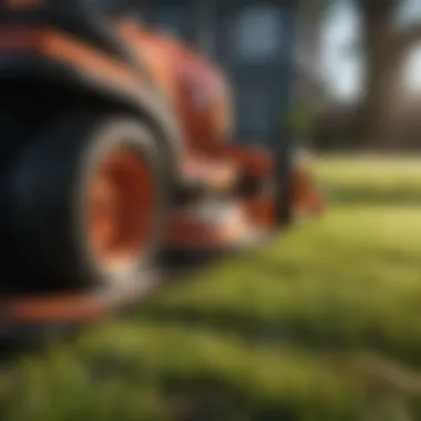 Close-up of mower blades showcasing cutting efficiency