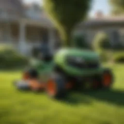 Lush green lawn maintained with a zero turn mower