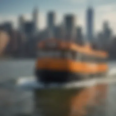 Scenic view of the Circle Line Ferry against the New York skyline