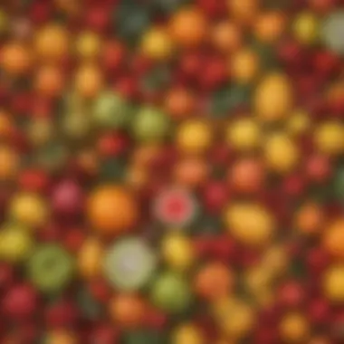 Tropical Fruits of Tuvalu Colorful array of tropical fruits native to Tuvalu, reflecting the island’s agricultural richness