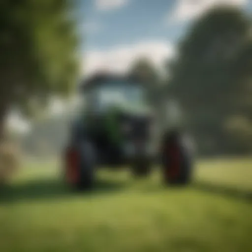 A front end dethatcher in action on a lush green lawn