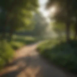 A serene view of the Greenway showcasing lush vegetation and walking paths