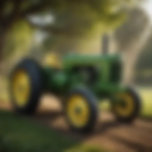 A vintage John Deere tractor showcasing classic design