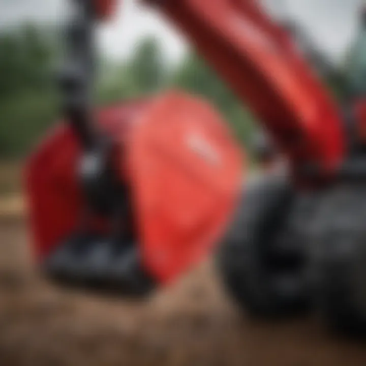 Close-up of Mahindra Grapple Bucket features