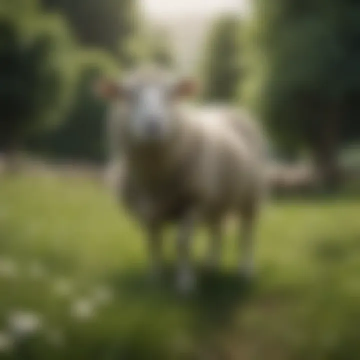 A serene landscape of sheep in a lush green field