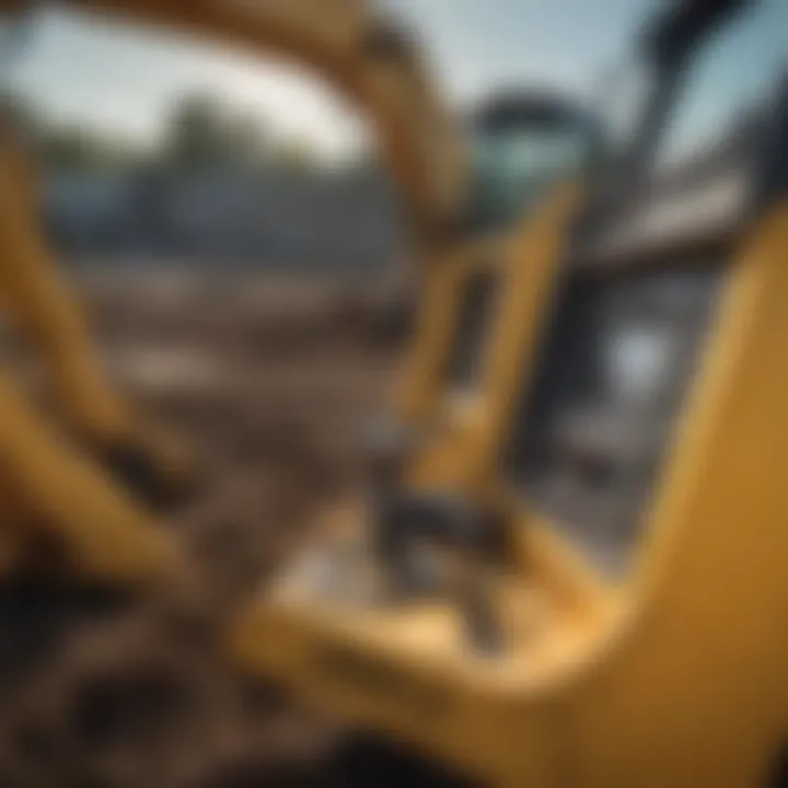 Close-up of backhoe controls showcasing technological features