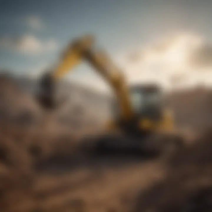 A backhoe working efficiently on an eco-friendly construction site