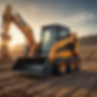 A skid steer in action on a construction site utilizing electric quick attach technology