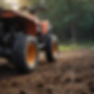 Close-up of ATV equipment used for soil cultivation