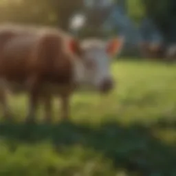 Diverse small farm animals grazing in a lush green pasture