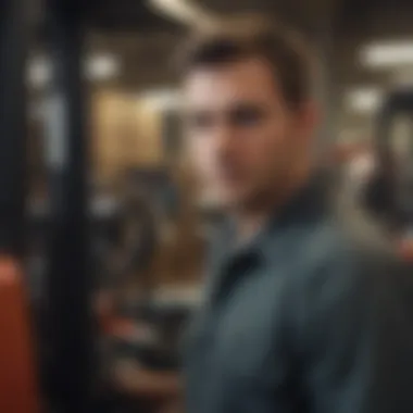 Concentration in Third Shift Work Forklift operator focused on a task under artificial lighting