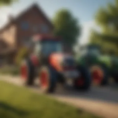 Different types of residential tractors showcased together.