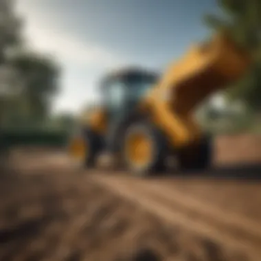 Side view of a loader in an agricultural setting