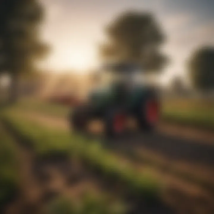 Small tractor in a field showcasing innovation in agriculture