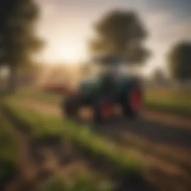 Innovation in Agriculture with Small Tractors Small tractor in a field showcasing innovation in agriculture