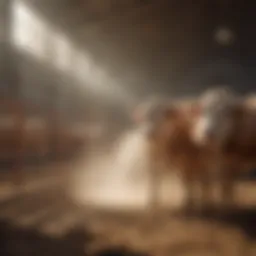 Farm disinfectant spray application on livestock