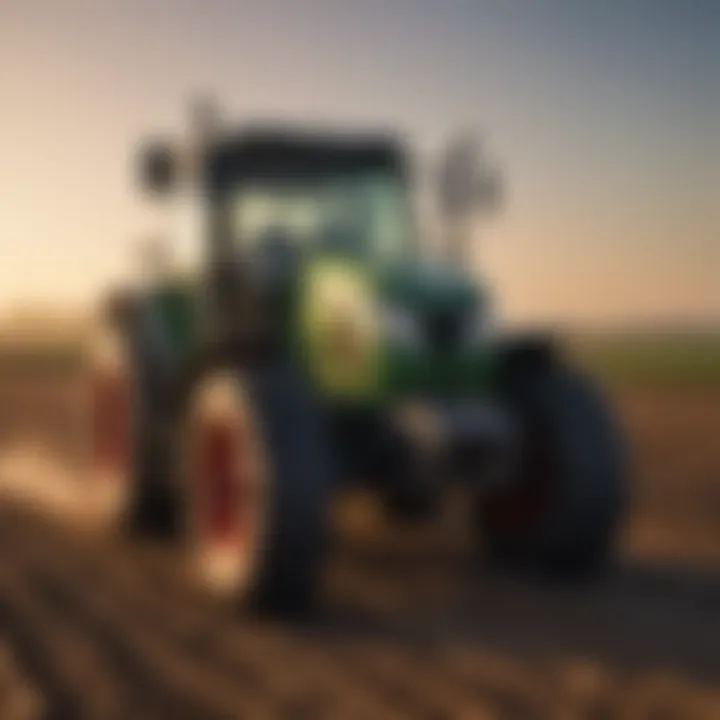 Modern tractor ready for rental on a farm