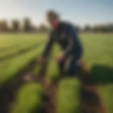 Application of Annual Ryegrass Killer in Agriculture A farmer applying annual ryegrass killer in a field setting.