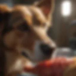 Close-up of a dog receiving wound care treatment