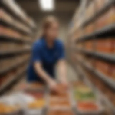 Volunteer sorting food donations at a local food bank